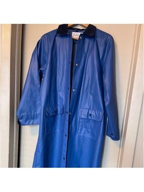 Talbots Royal Blue Trench Coat with Dark Corduroy Collar